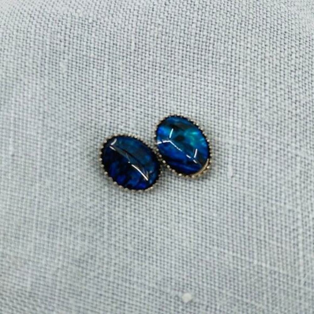 Blue Gemstone Silver Stud Earrings